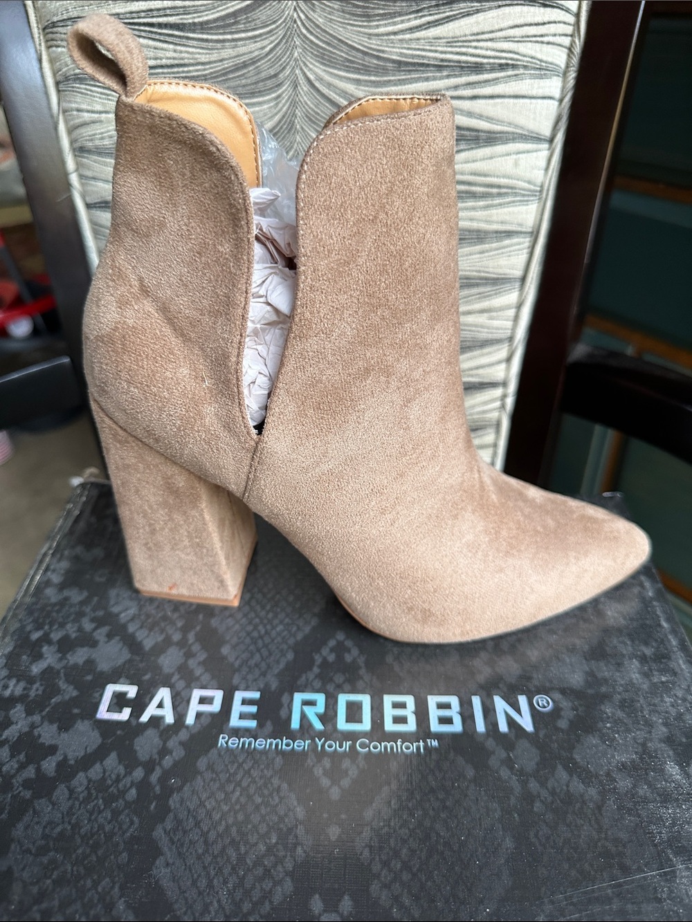 Cape Robbin Taupe Suede Block Heel Ankle Boot